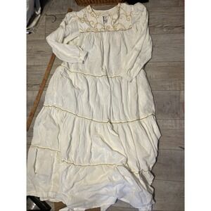Vintage 70's David Brown Of California Tier Boho Cottage Dress Lace Sz M